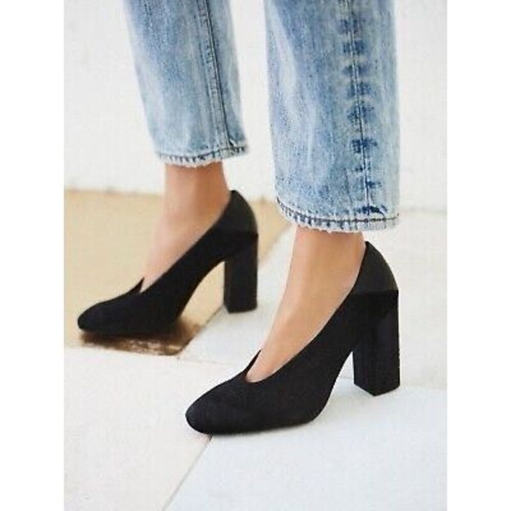 Free People Classic Black Block Heels